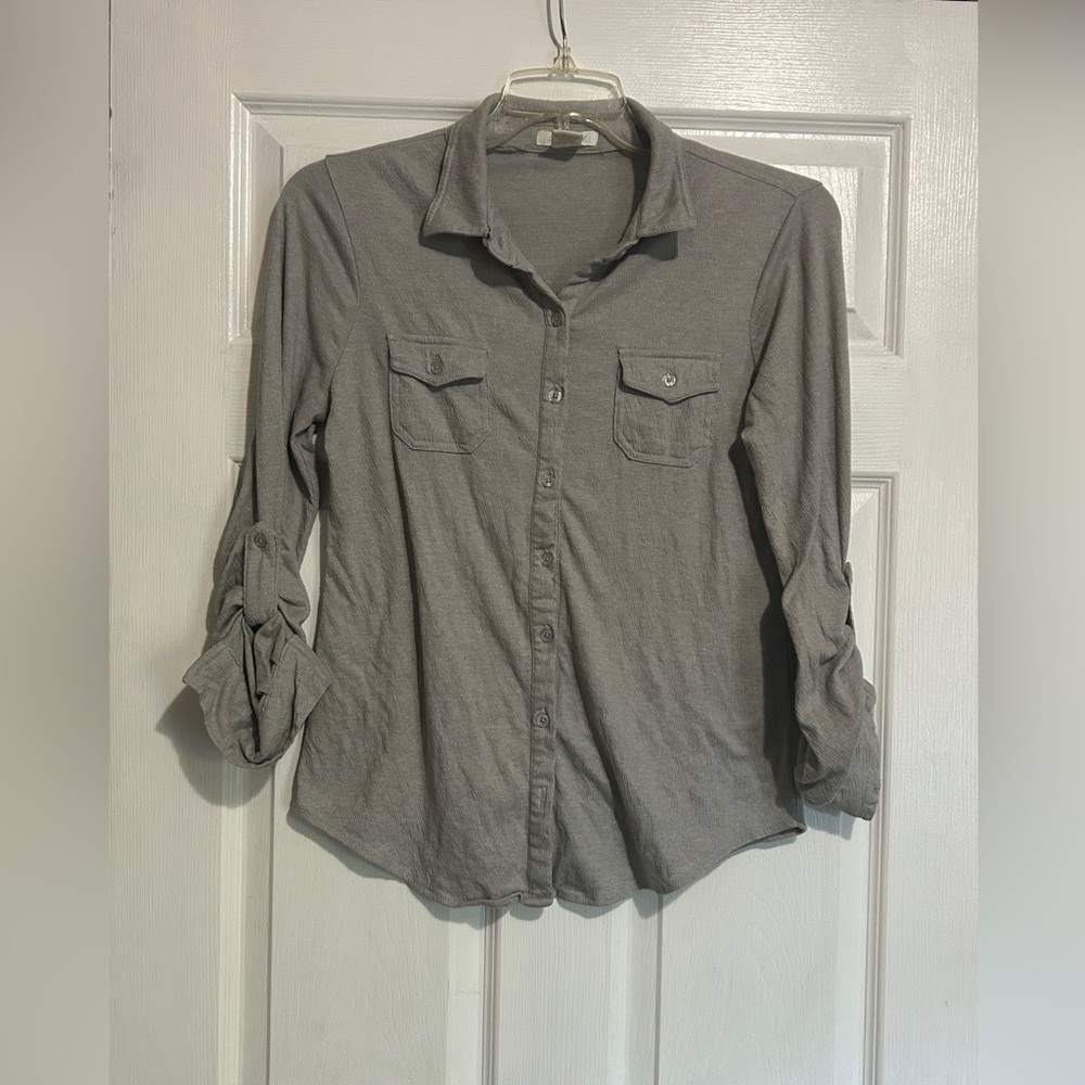 Passport Gray Casual Button Down Shirt